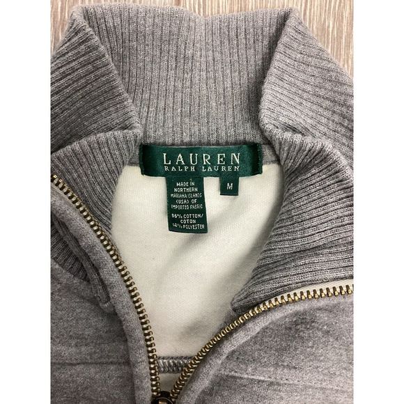 Lauren Ralph Lauren Women’s sweater Double pocket‎ Gray M Full Zip - Picture 3 of 7